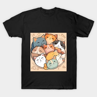 Happy cats faces - Cat Lover Funny T-Shirt